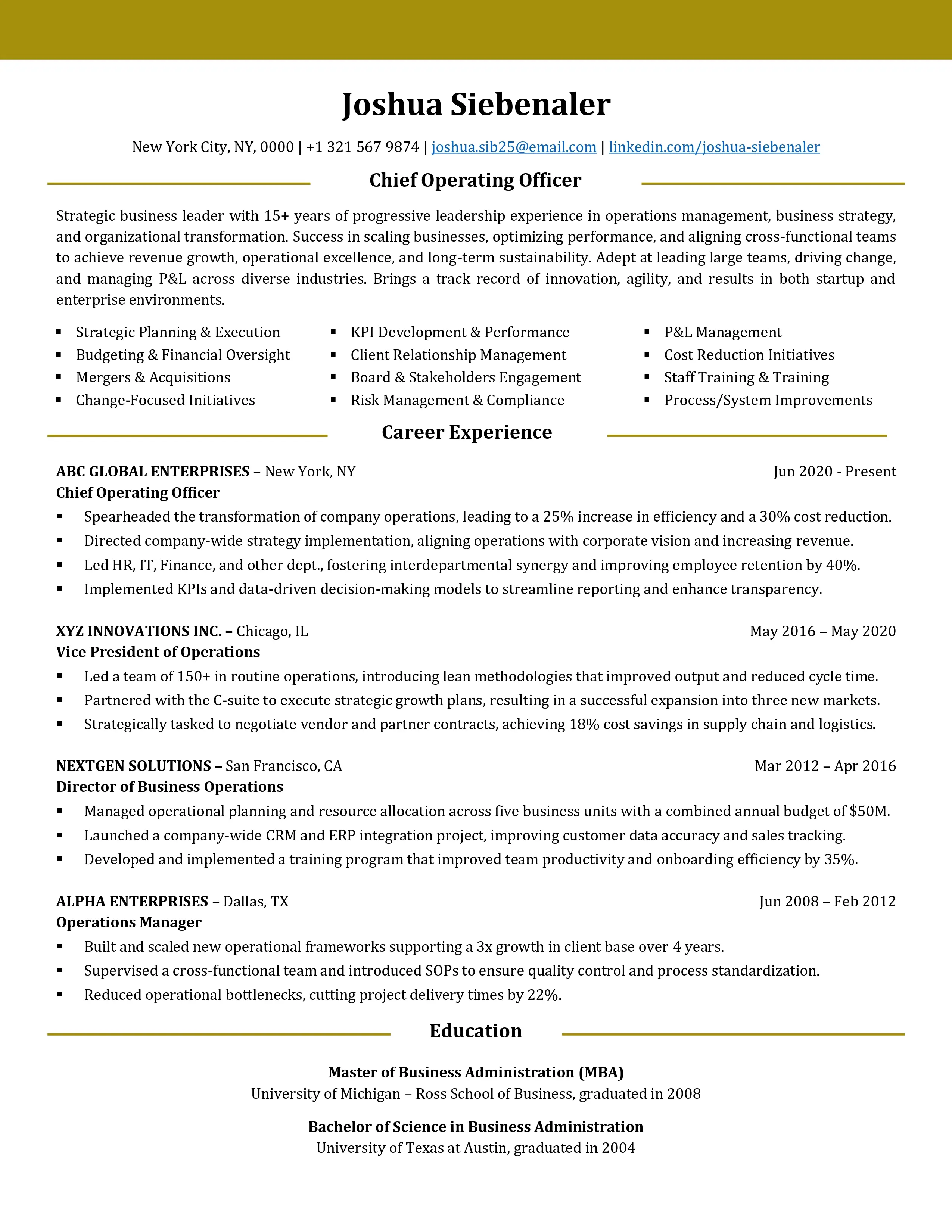 COO resume